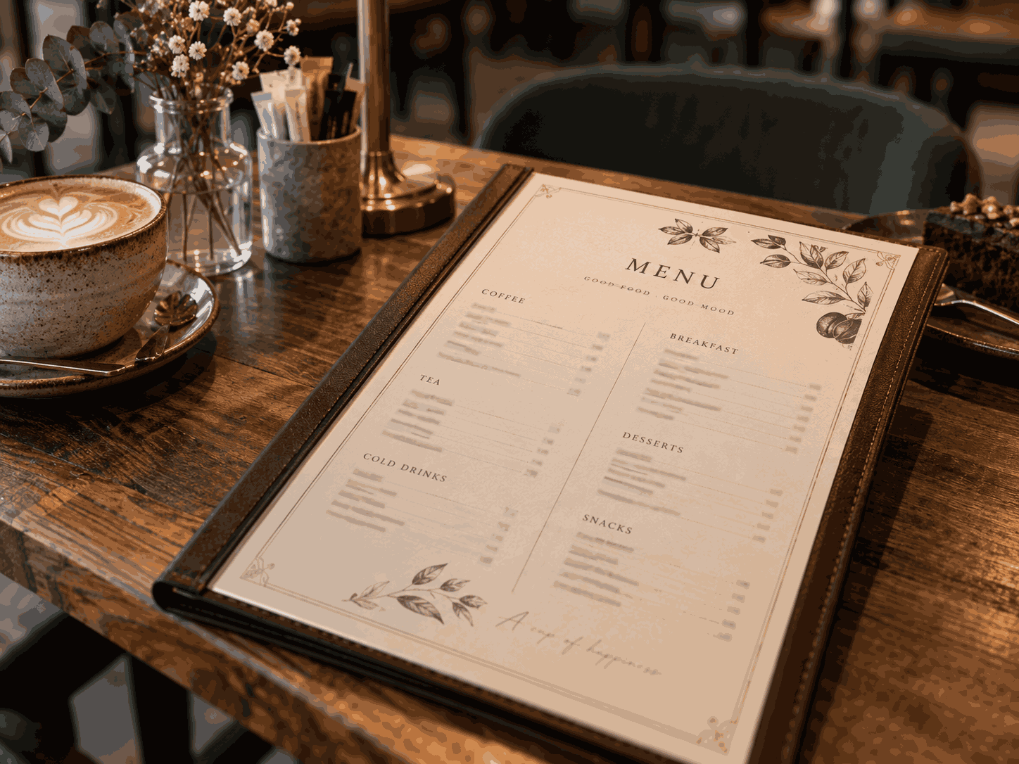 منوی تک‌صفحه‌ای (Mini Menu) کافیشاپ