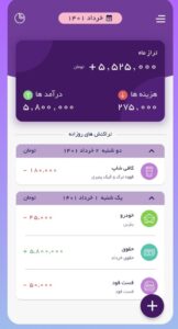 تصویر محیط اپلیکیشن حسابداری شخصی داریتو