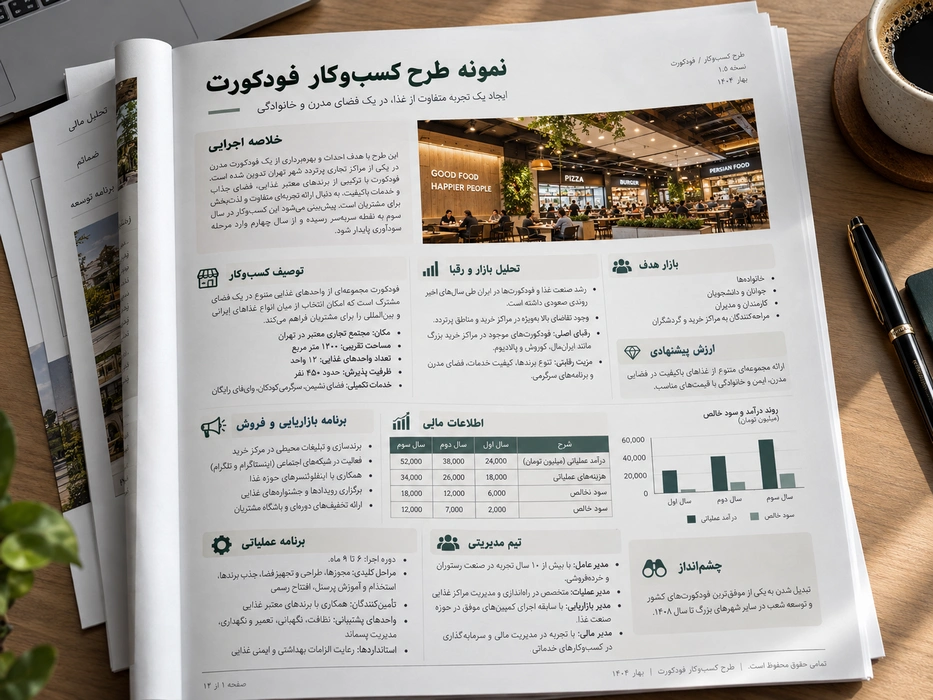 نمونه طرح راه اندازی کسب و کار و فودکورت