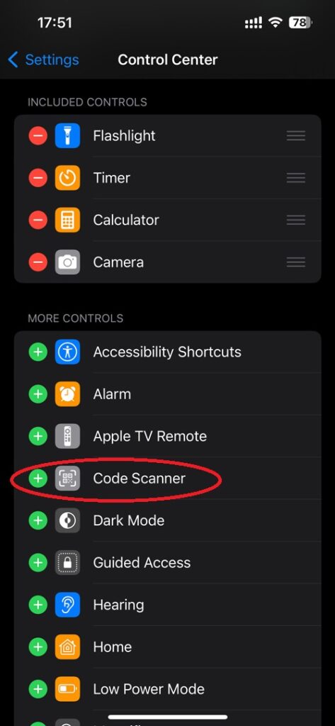 تنظیمات بخش کنترل سنتر در صفحه تنظیمات گوشی ایفون