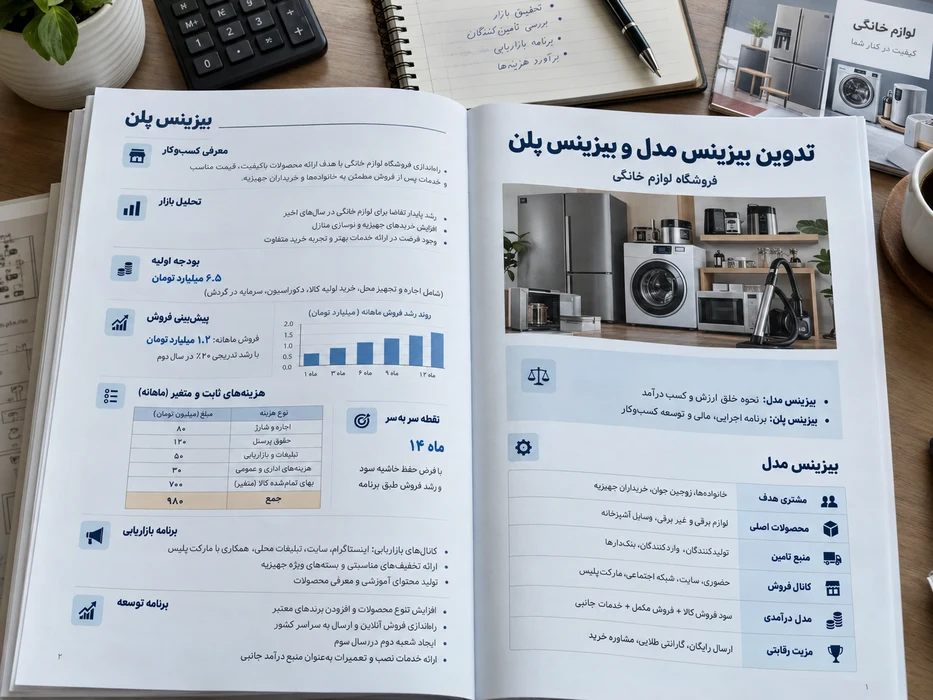 تدوین بیزینس مدل و بیزینس پلن برای راه اندازی لوازم خانگی